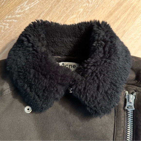 Acne Studios black shearling aviator jacket - Picture 5 of 14